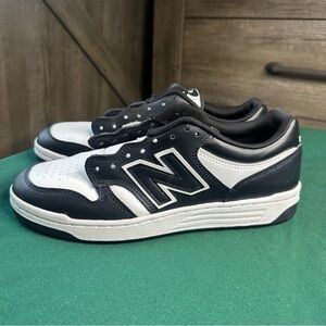New Balance 480 Mens Shoes Sz 9 Black White Leather Low Top Sneakers No Laces